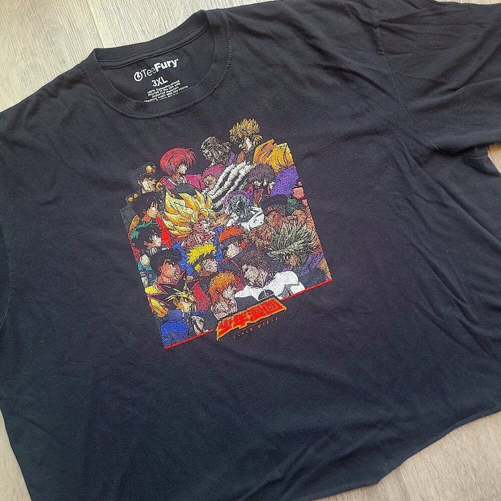 Cropped Black Shonen Manga tee size 3XL (Dragonball Z, Yu-Gio-Oh, Naruto)